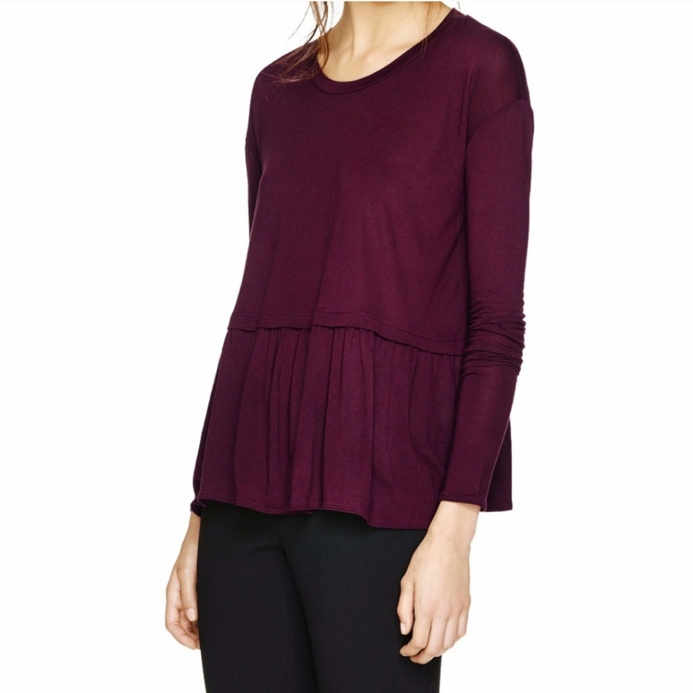 Aritzia Wilfred Descartes Long Sleeve Ruffled Peplum Top